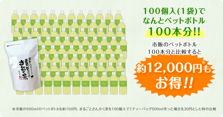 100個入(1袋)でなんとペットボトル100本分!