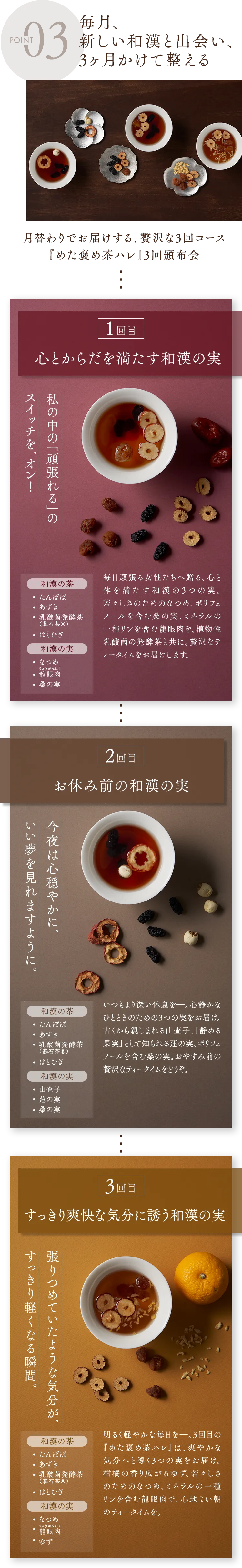 毎月、新しい和漢と出会い、3ヶ月かけて整える