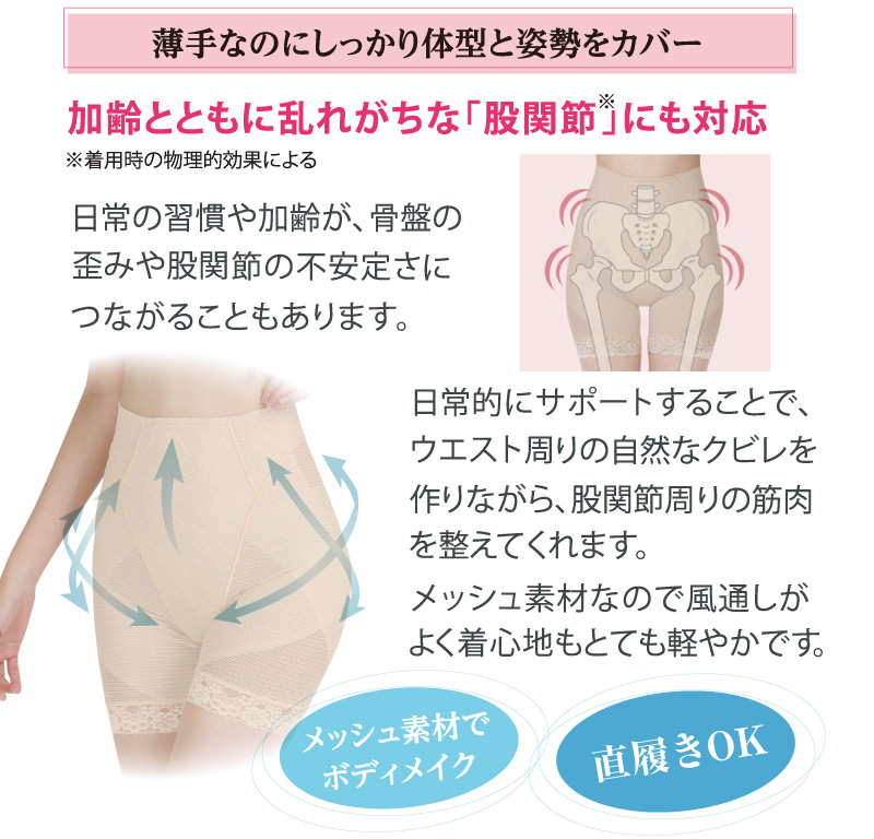 薄手なのにしっかり体型と姿勢をカバー