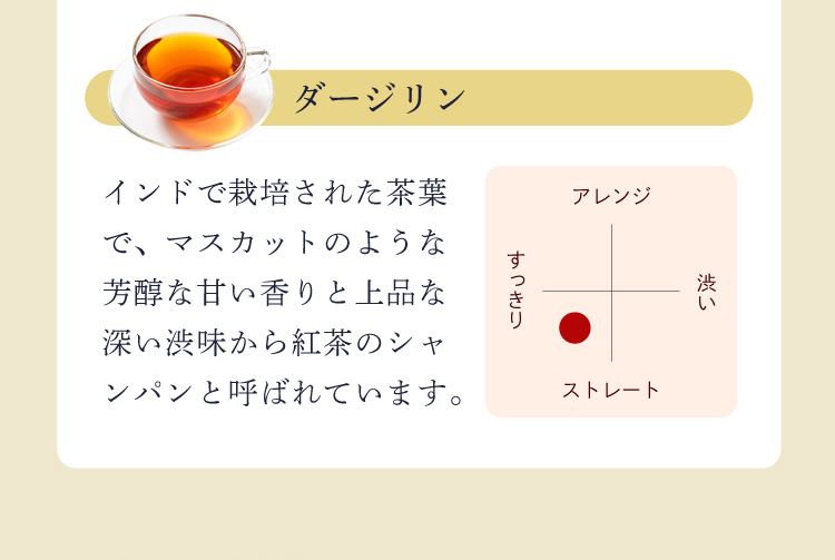 産地の異なる茶葉のブレンドティー（セイロン×ダージリン）