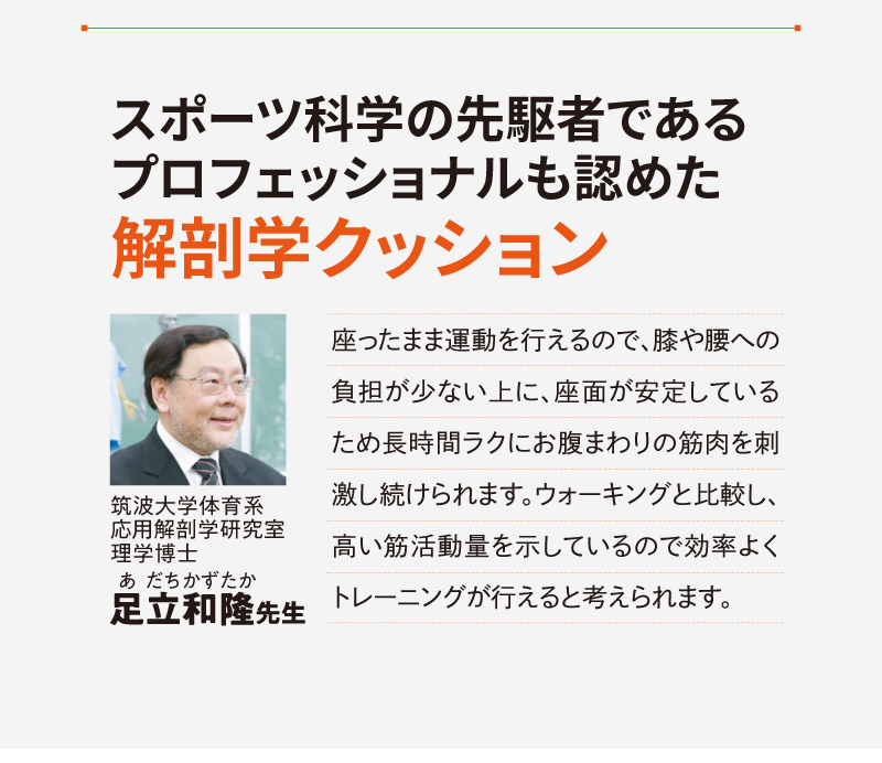 スポーツ科学の先駆者であるプロフェッショナルも認めた解剖学クッション