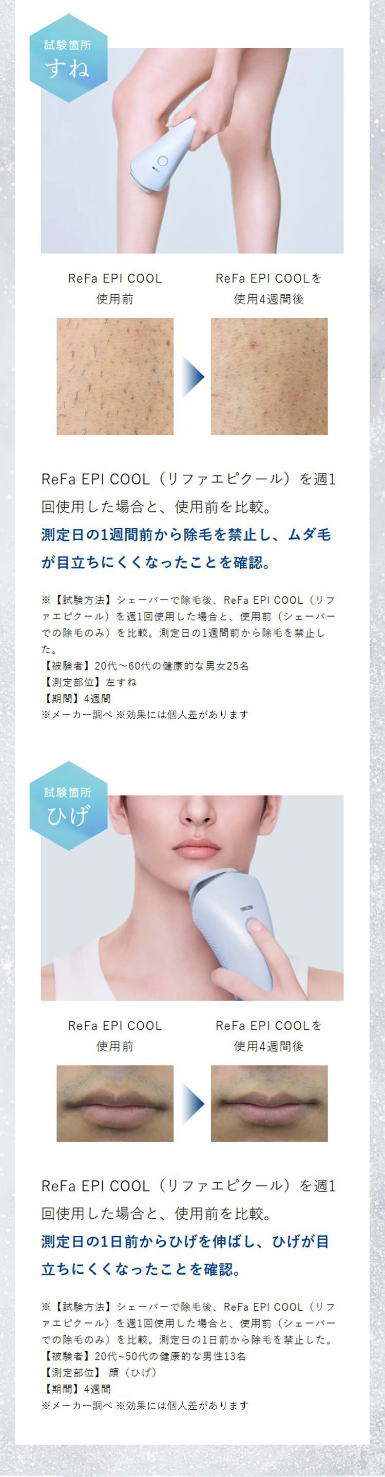 ReFa EPI COOL　使用前後の比較試験（すね）