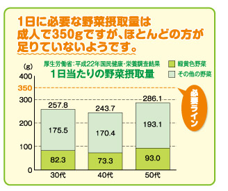 1日当たりの野菜摂取量