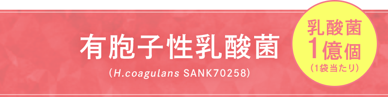 有胞子性乳酸菌（H.coagulans SANK70258）乳酸菌1億個（1袋当たり）