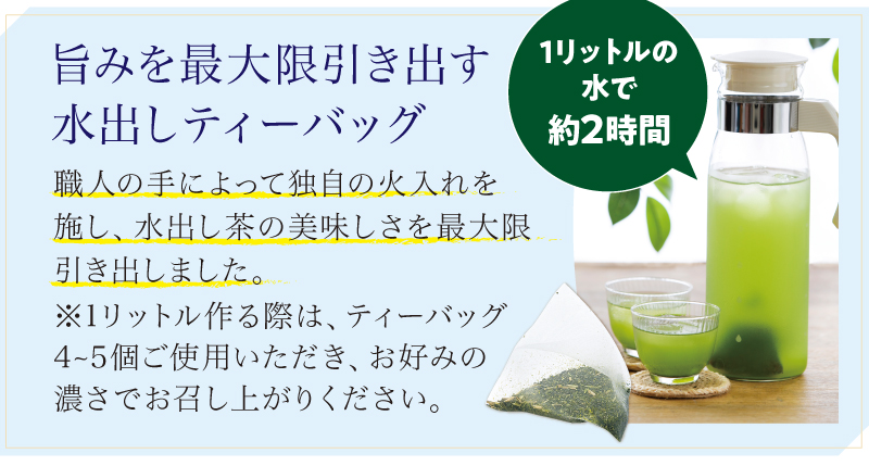 旨みを最大限引き出す水出しティーバッグ