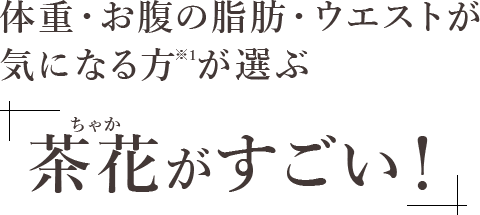 体重・お腹の脂肪・ウエストが気になる方※1が選ぶ「茶花がすごい!」