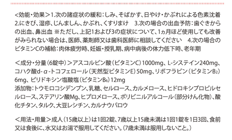 効能・効果 成分・分量 用法・容量