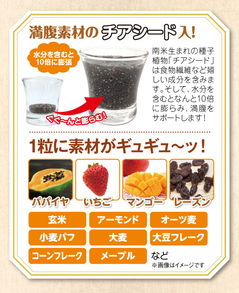 満腹素材のチアシード入!