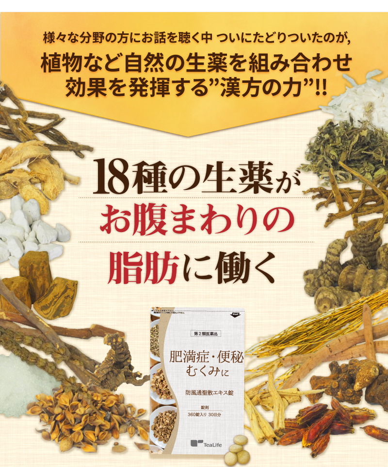 18種の生薬がお腹周りの脂肪に働く