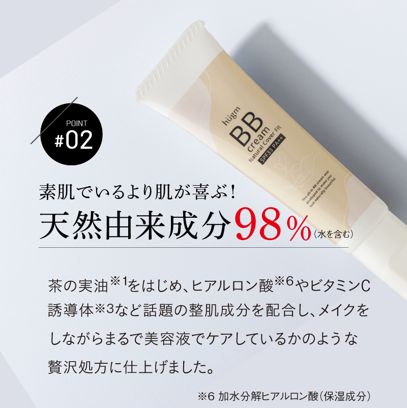 【POINT02】素肌でいるより肌が喜ぶ!天然由来成分98%(水を含む)