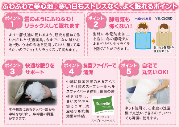ふわふわで夢心地♪寒い日もストレスなく、よく眠れるポイント
