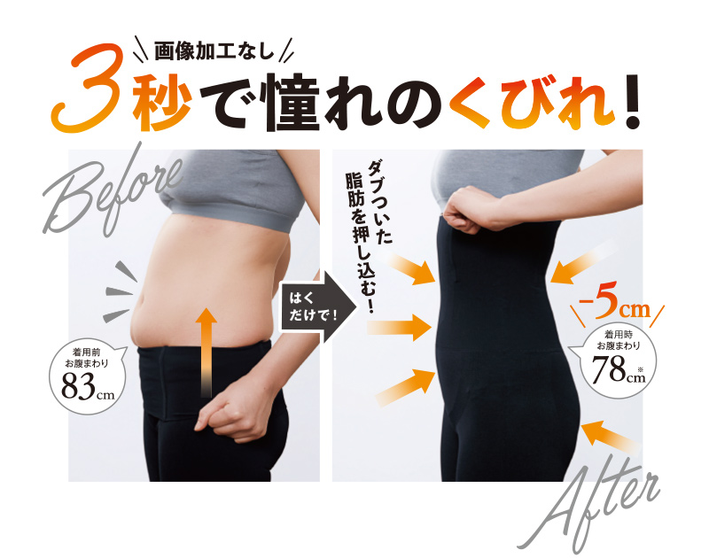 3秒で憧れのくびれ!はくだけで、ダブついた脂肪を押し込む!