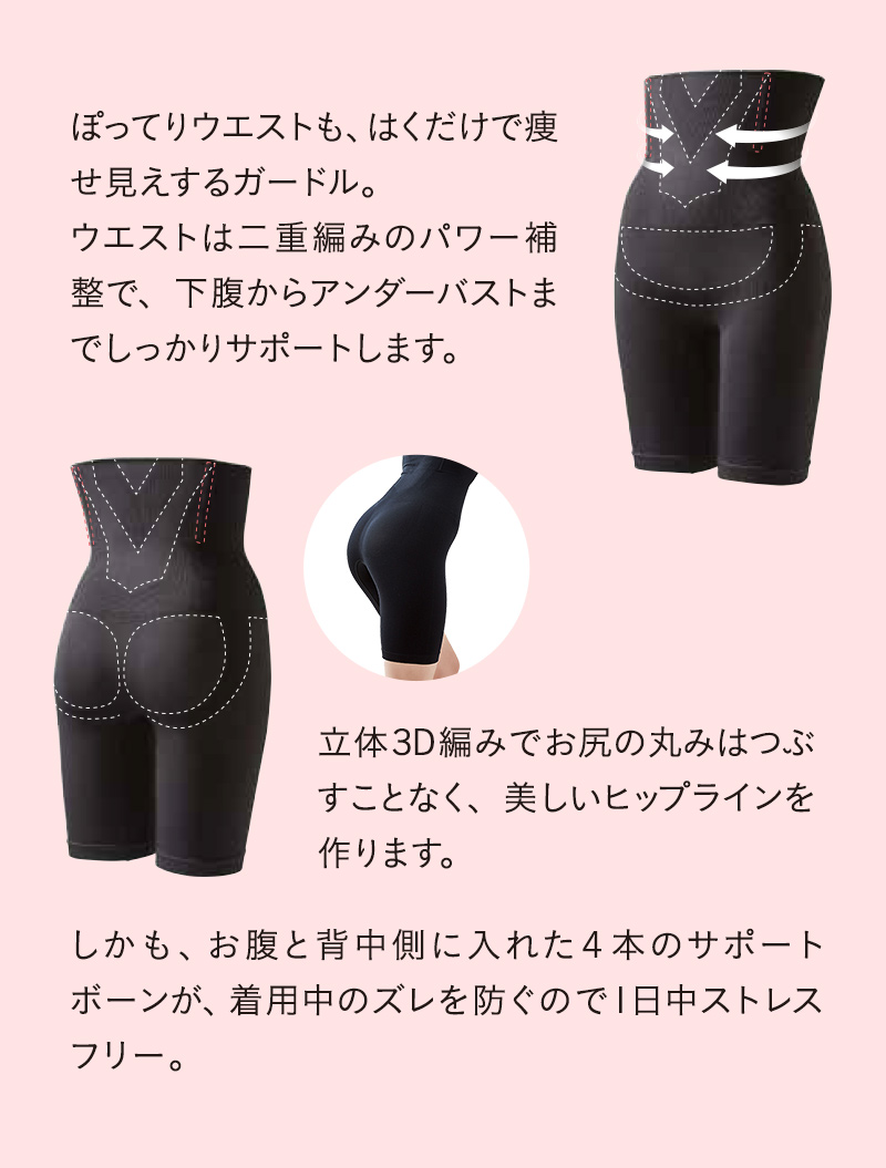 ぽってりウエストも、はくだけで痩せ見えするガードル。