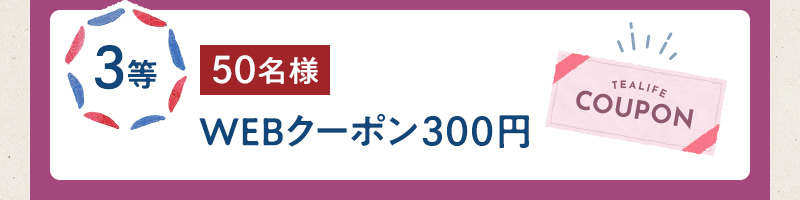 3等50名様 WEBクーポン300円