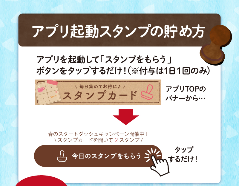 アプリ起動スタンプの貯め方