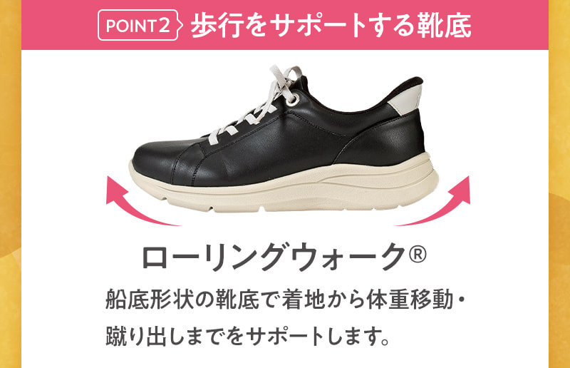 【ポイント2】歩行をサポートする靴底