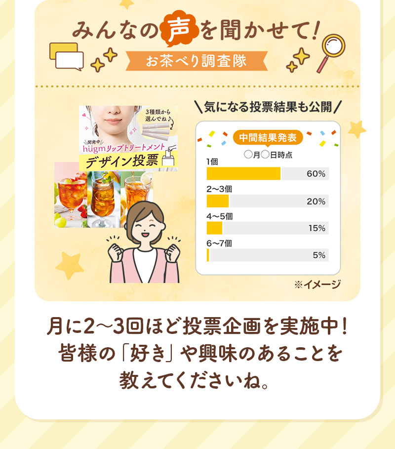 月に2~3回ほど投票企画を実施中!皆様の「好き」や興味のあることを教えてくださいね。
