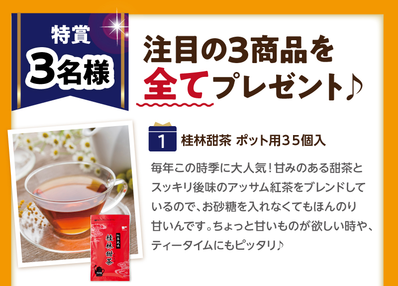 【特賞3名様】（1）桂林甜茶ポット用35個入