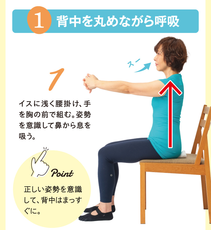 ステップ1：背中を丸めながら呼吸する(1)