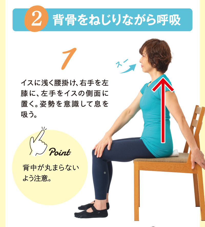 ステップ2：背骨をねじりながら呼吸する(1)