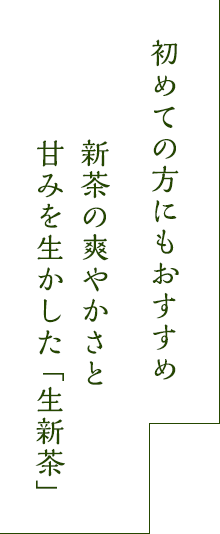 新茶おすすめ① 新茶の爽やかさと甘みを生かした「生新茶」