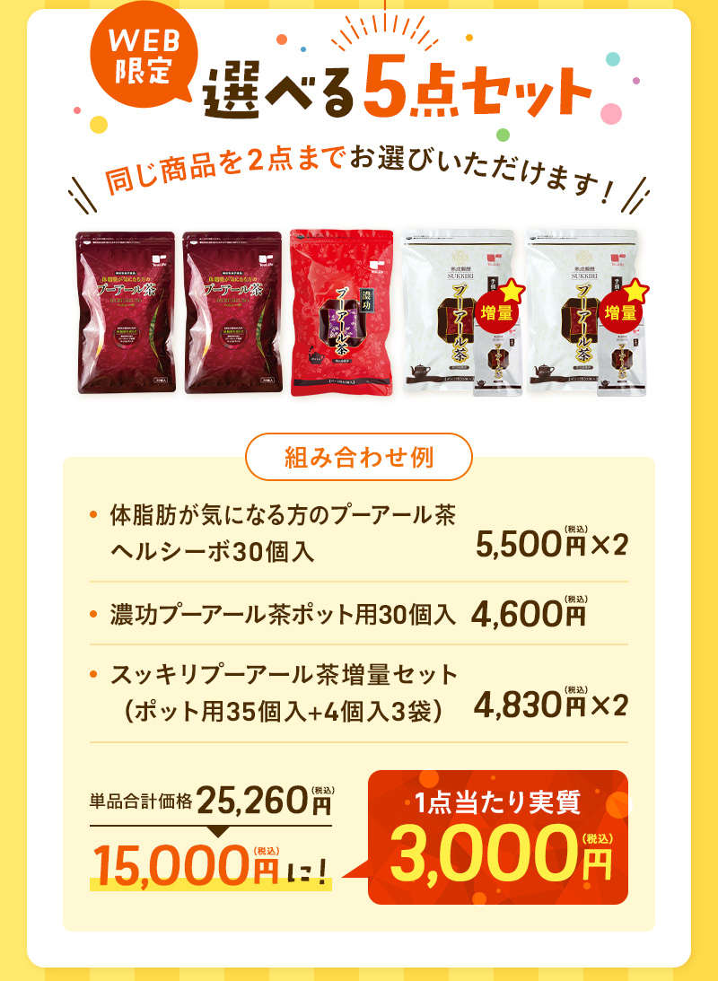 【WEB限定】選べる5点セット　1点当たり実質3,000円（税込）