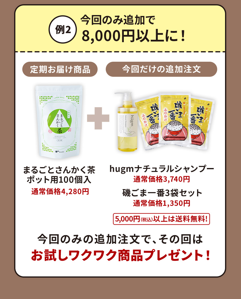 【例2】今回のみ追加で8,000円以上に！
