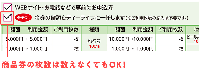 商品券の枚数は数えなくてもOK!