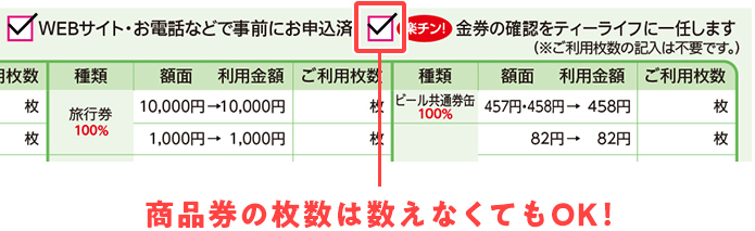 商品券の枚数は数えなくてもOK!